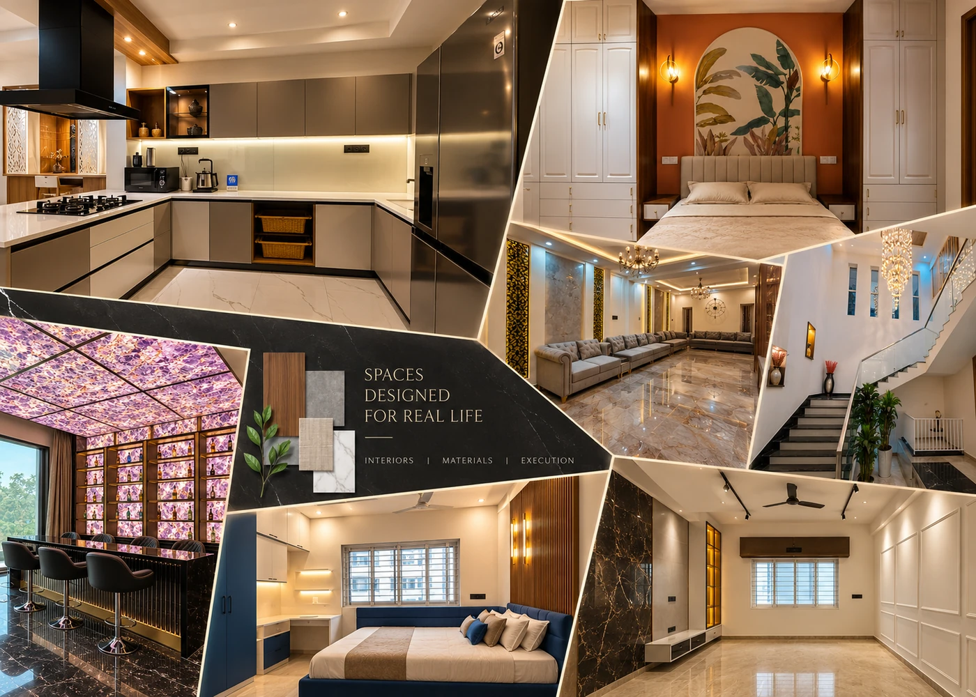 DICE interior design and execution portfolio showing coordinated residential interior spaces in Hyderabad