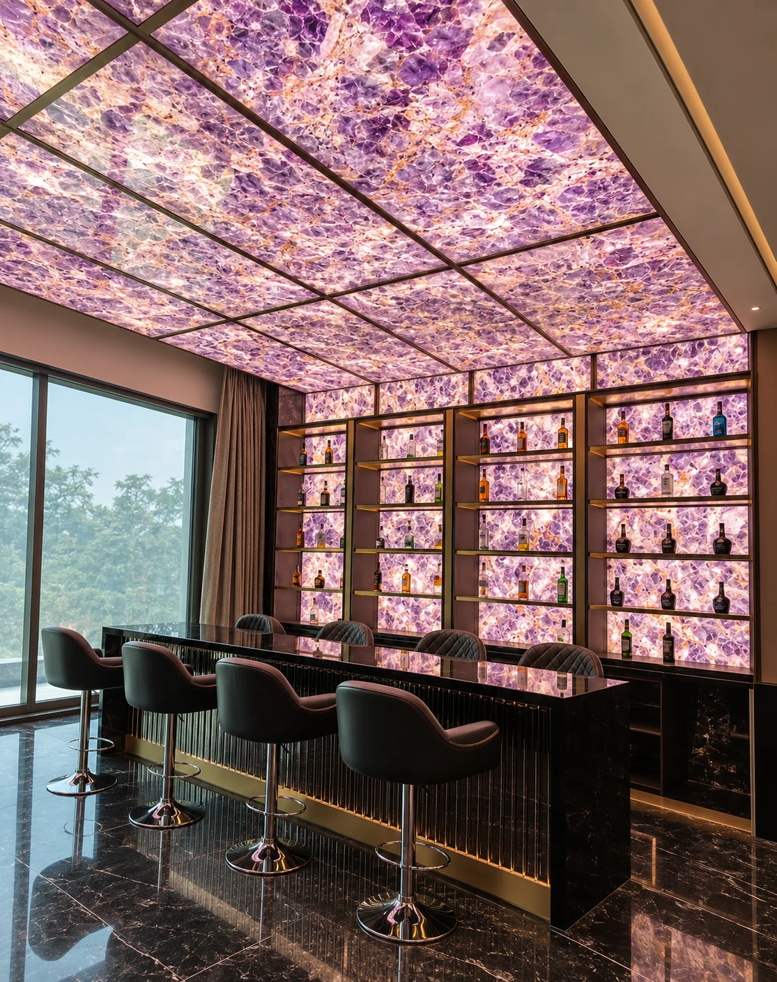 Technografica decorative glass interior installation by DICE in Jubilee Hills, Hyderabad