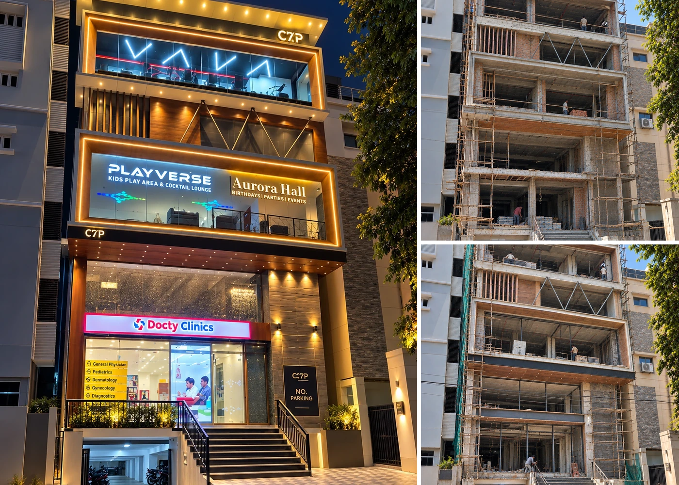 C7P commercial building construction project by DICE in Hyderabad